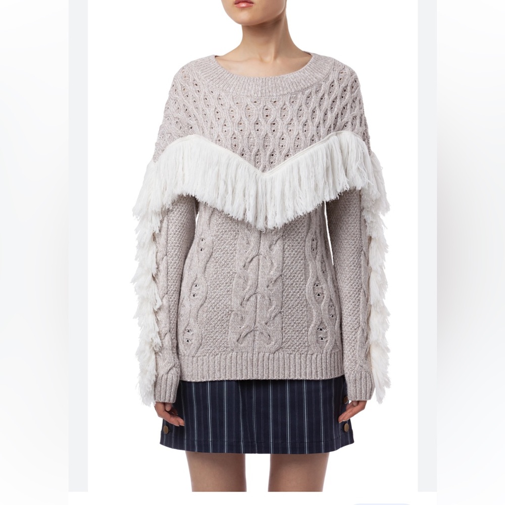 AMUR Ulla wool fringe sweater size medium